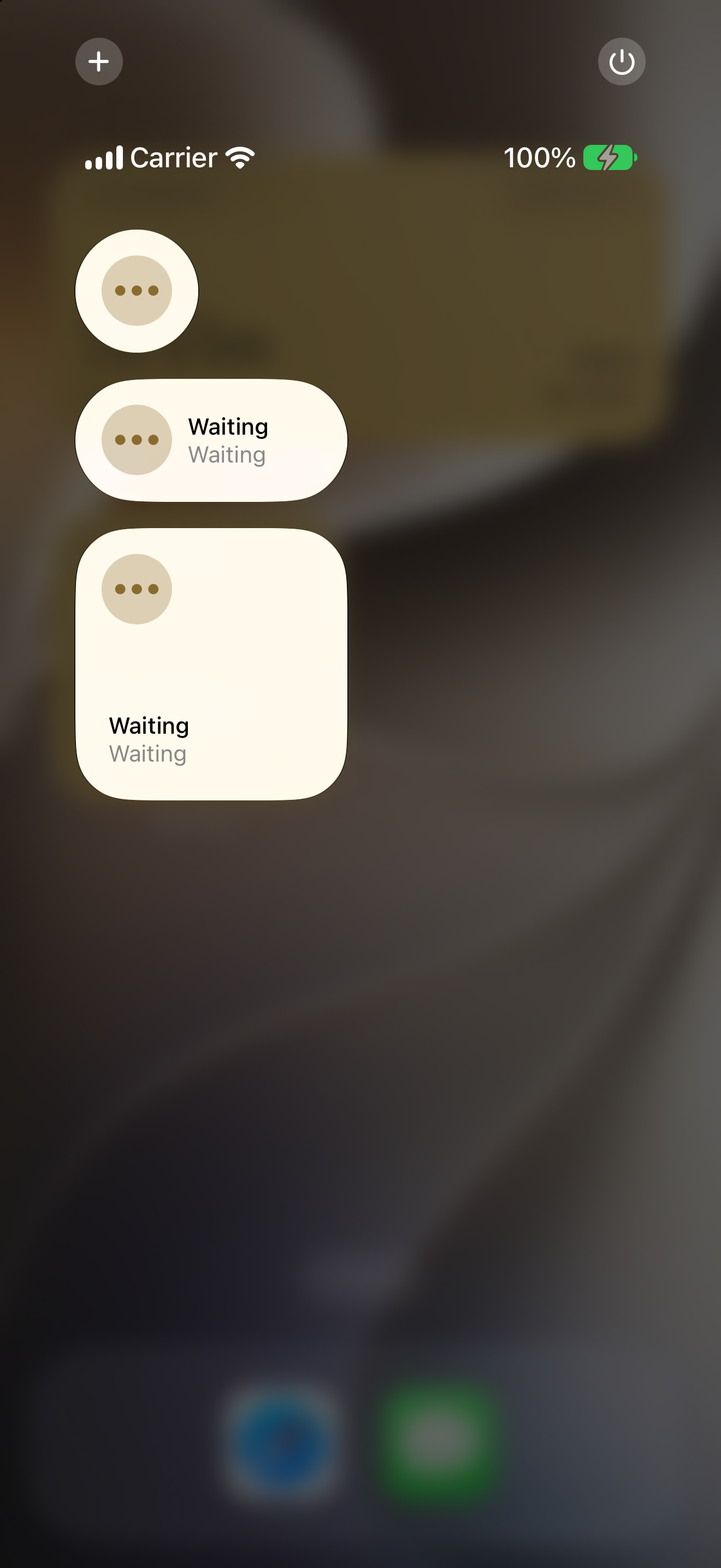 The Moratine control in iOS Control Center, showing a waiting state.