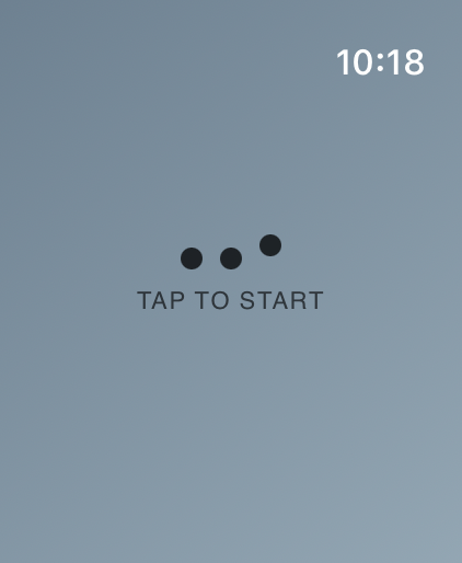 The Moratine watch app at rest, showing tap to start.